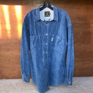Blue Corduroy Button-Up Shirt
